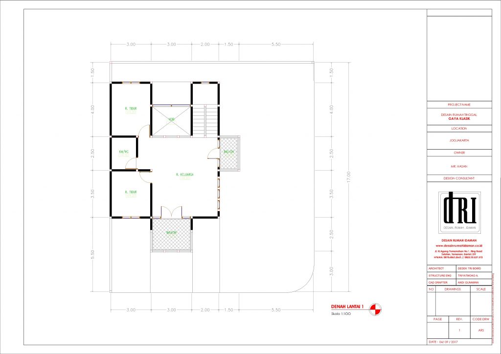 Desain dan Denah Rumah Hook Klasik 2 Lantai di Bantul Yogjakarta